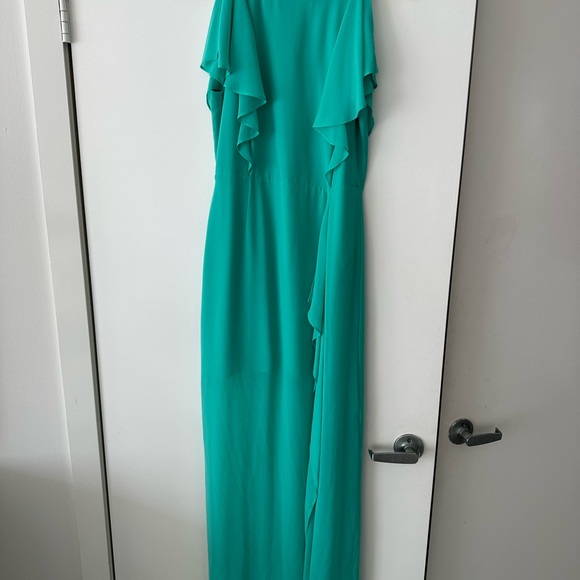 BCBGMaxAzria Teal Ruffle Maxi Dress - Picture 4 of 6